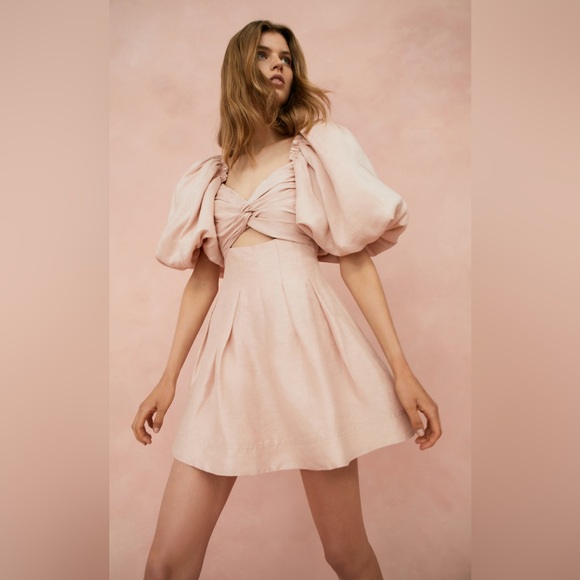 Aje Dusk Blush/Pink Knot Puff Sleeve Mini Dress. Size AU 2/US 4 NWT* - Picture 11 of 16